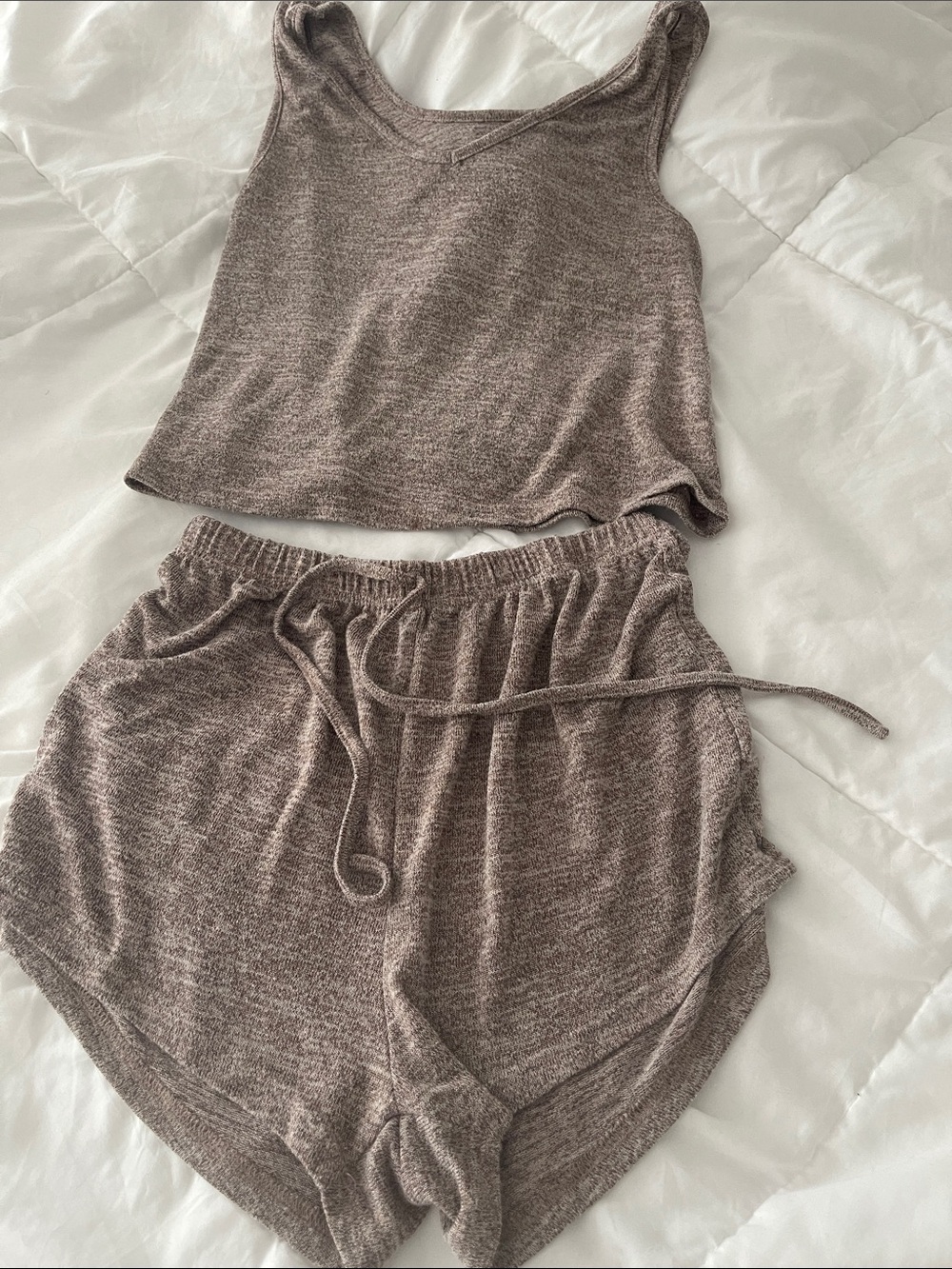 Cozy Women's Tank & Shorts Lounge Set - Taupe